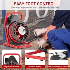75FT x 1/2 Inch Drain Cleaner Machine, Drain Auger Manual Feed, 370W Electric