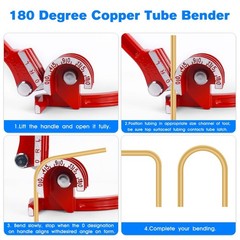 3-in-1 Tube Bender Tool, 180&deg; Copper Pipe Bender for 1/4&Prime;, 5/16&Prime;, 3/8&Prime; Pipes