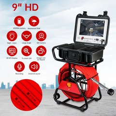 Sewer Camera Self-leveling+512HZ Sonde Endoscope 9Inch HD Screen 16GB DVR (10M)
