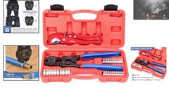Durable Ratchet PEX Crimper & Tool Set for 3/8-in to 1-in Stainless Steel Clamps