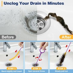Drainsoon 35Inch Metal Drain Snake Hair Clog Remover, Reusable Sink Snake Dra&hellip;