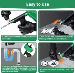 Drain Snake 50 Ft, Plumbing Snake for Sink and Drain Unblocking, Drain Auger