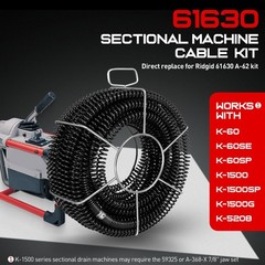 61630 A-62 Drain Cleaning Cable Kit, 7/8in x 75 Ft (5 Sections of 15ft) C-10 &hellip;