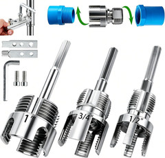 PVC Pipe Threader Kit, 4 Piece Set, 1/2&Prime; 3/4&Prime; 1&Prime; NPT Sizes with Broken Bolt