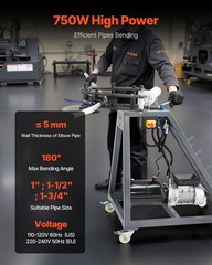 750W Electric Tube Bender, 6L Hydraulic, 3 Dies, 180&deg; Bend, 1&Prime;-1-3/4&Prime;