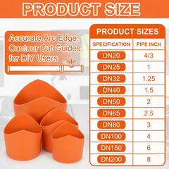 10 PCS Precision Pipe Saddle Template Cutting Guide Kit Metal PVC Pipes 3/4&Prime;-8&Prime;