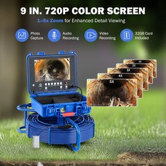 9&Prime; Self-Leveling Sewer Inspection Camera 512Hz 230ft Digital Length Counter-Used