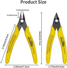 5 Pack Flush Wire Cutters Snips, 5 Inch Micro Flush Cutting Pliers | Spring Load