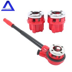 Pipe Threader Ratchet Kit, Manual Ratcheting Pipe Threading Tool Set & 3NPT Dies