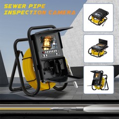 HD 1080P Sewer Pipe Inspection Camera with Keyboard Meter Counter 7&Prime; Monitor 50M