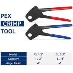 2 Pex Crimper 1/2&Prime; And 3/4&Prime; Plumbing Crimping Gonogo Set Angle Gauge Tools Combo