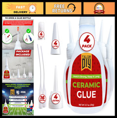 Waterproof Super Glue for Ceramic, Pottery Repair &ndash; 4 Pack, No Smell, 20g