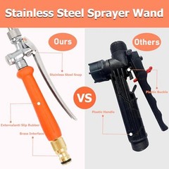 Adjustable Nozzle Spray Wand 44 Inch Stainless Steel Built in Shut off Valve