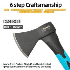 10&rdquo; Outdoor Hatchet Forged Carbon Steel Heat Treated Hand Tool, Fiberglass