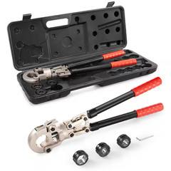 Copper Press Tool Kit, 1/2 In., 3/4 In., 1 In. Quick-Change Jaws, 360&deg; Rotatable