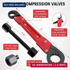 6 Pcs Plumbing Tools Kit with Angle Stop Wrench & 1/2-Inch Compression Sleeve Pu