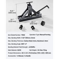 VEVOR TR-40 Tube Roll Bender 40mm Flat / Square / Rectangular Pipe Roller Bender