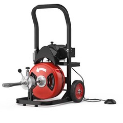 Electric Drain Cleaner Machine 75FT x 1/2 Inch 450W Auto Feed Sewer Snake Auger