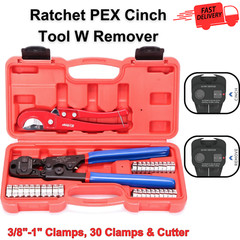 Ratchet PEX Cinch Tool For 3/8&Prime;-1&Prime; Clamps, PEX Crimper, 30 Clamps & Pipe Cutter