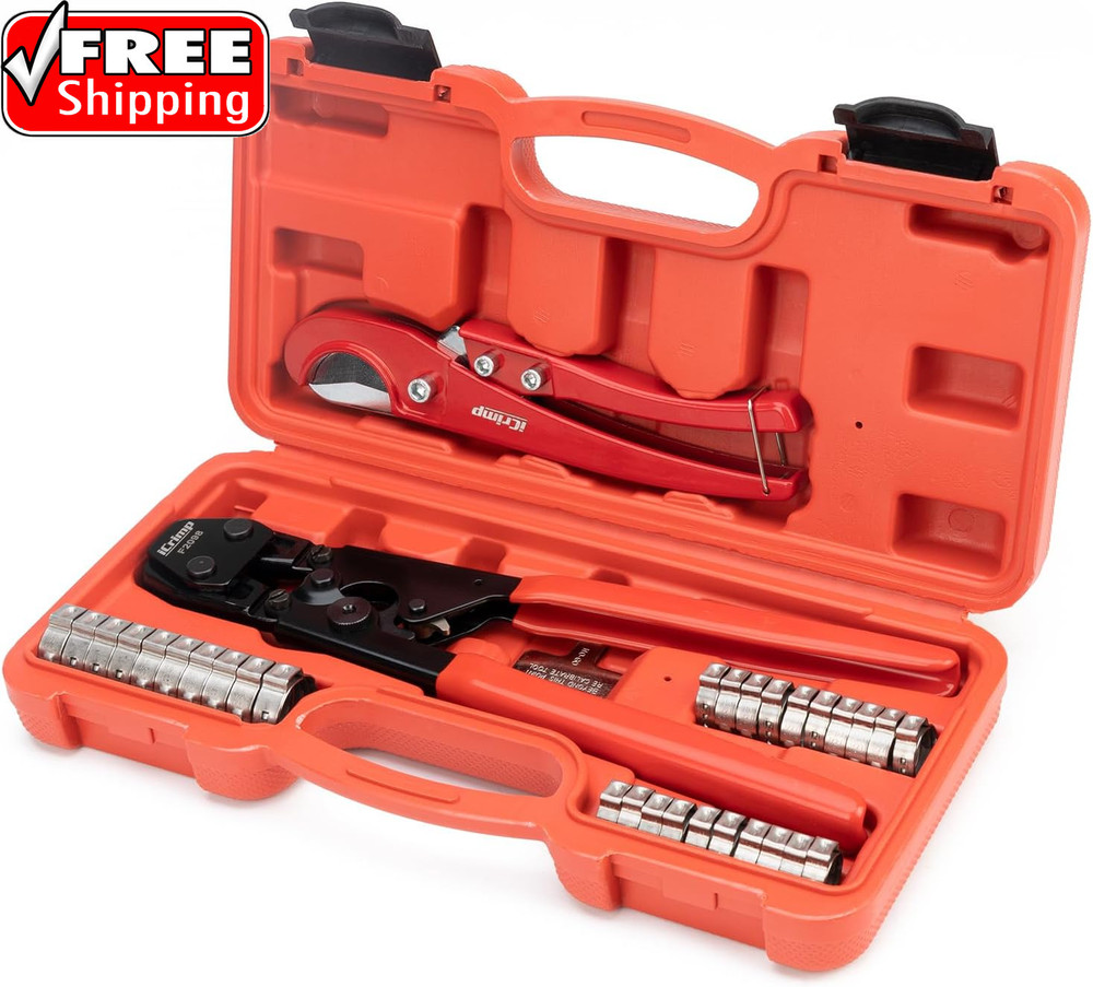 KIT-1096D PEX Clamp Tool Kit for 3/8 to 1 Inch PEX Cinch Clamps, with 20Pcs 1/2