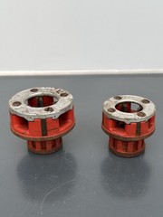 Pair of Ridgid 00-R 3/4&rdquo; & 1&rdquo; Pipe Threader / Threading Die Heads