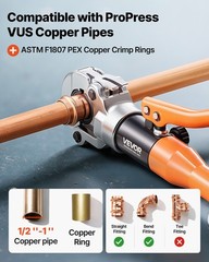 VEVOR Copper Pipe Crimping Tool Hydraulic Driven Press Tool with 8 Jaws