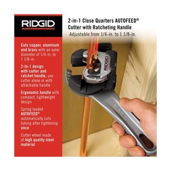 RIDGID 32573 Model 118 2-in-1 Close Quarters Tubing Cutter for 1/4&Prime; to 1-1/8&Prime;&hellip;