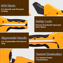 PVC Pipe Cutter, Cuts up to 2-1/2&Prime; PEX, PVC, PPR, Plastic Hoses& Plumbing Pipes,