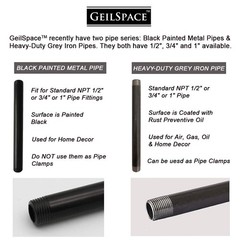 GeilSpace 3/4&Prime; &times; 12&Prime; Heavy Duty Pre-Cut Grey Metal Pipe, &times; 12&Prime;, Gray