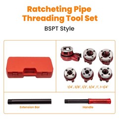 Ratchet Pipe Threader Kits Die Bar Head Handle Tool Set 1/4&rdquo; 3/4&rdquo; w/ 6 Dies