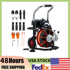 100 FT x 3/4In Auto Feed Drain Cleaner Machine Electric Drain Auger W/10 Cutters