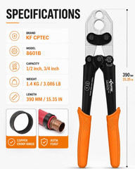 PEX Crimping Tool Kit for ASTM F1807 Copper Crimp Ring Systems, 1/2