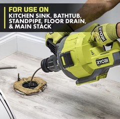 RYOBI ONE+ 18V Cordless Drain Auger, Clog Remover Tool w 35 ft Cable