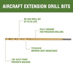 HLOFIZI 7/64 x 6 Inch Extra Long Drill Bits (6 Pack), Aircraft 7/64&Prime;