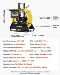 4.3&rdquo; Drain Inspection Camera with 6 LEDs & 4500mAh Battery for Pipe Inspections