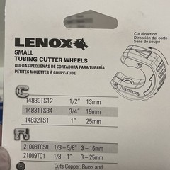 LENOX Tubing Cutter Wheels Set 2 pc 5/8 Inch Replacement CHN 1921697 (2 Packs)