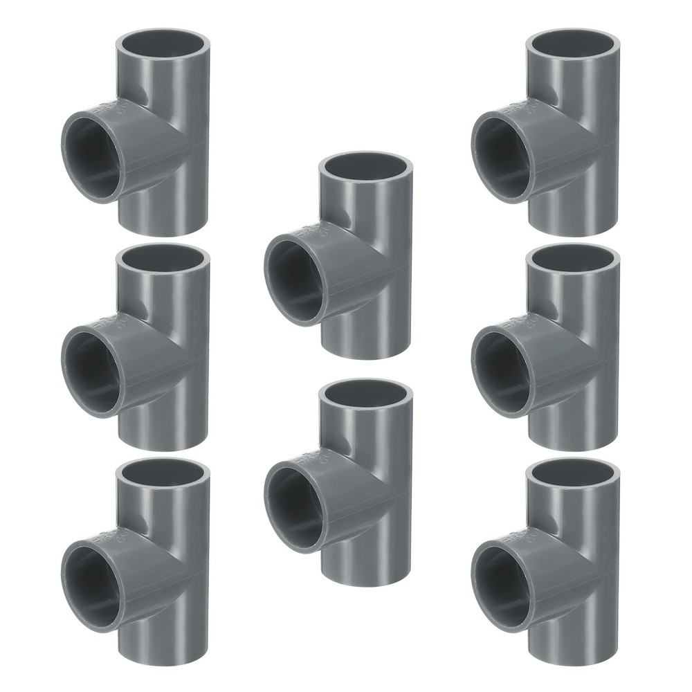 8pcs PVC Fitting 3/4&Prime; 3 Ways Connector Build Grade Pipe Coupling, Grey