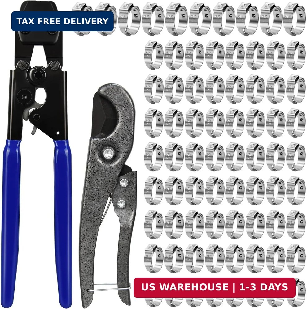 PEX Cinch Clamp Tool Kit, 3/8&Prime; to 1&Prime; PEX Pipe Clamp Cinch Tool with 1pcs Pipe Cu