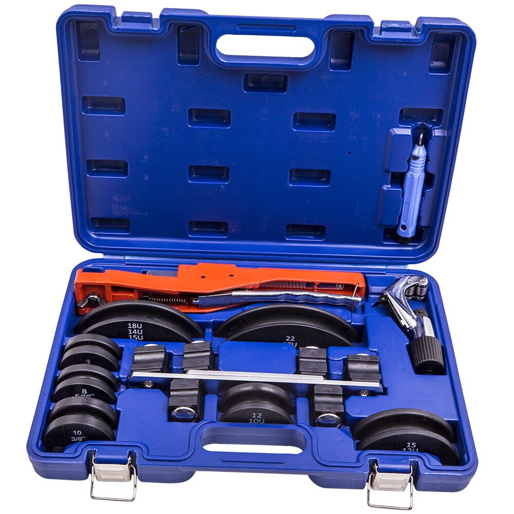 Pipe Tube Bender HVAC Refrigeration Ratchet Bending Heads Supports Tool Kit Set