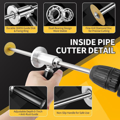 7-Inch inside Pipe Cutter for Pvc Pipe, Cutter Tool Set with Scale Adjustable De