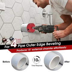 4 Inch PVC Pipe Beveling Tool with 3 Steel Blades, PVC Deburring Tool, PVC Ch&hellip;