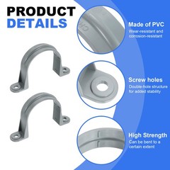 6pcs 2-1/2 Inch Pipe Straps 2 Holes Plastic Conduit Strap with Ribs, Gray
