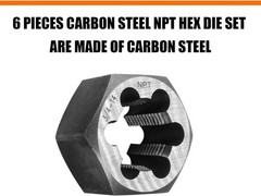 NPT Pipe Die Set 6 Piece Die Set Carbon Steel