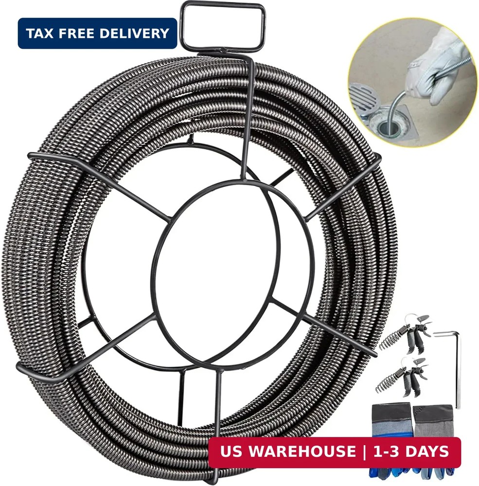VEVOR Drain Cleaning Cable 75ft x 3/8 inch Solid Core Cable Sewer Cable, Drain A