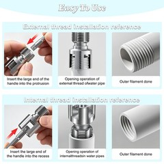 3 Piece Pipe Threading Tool Internal External NPT Threader Kit Repair Set