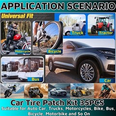35PCS Flat Tire Repair Kit Car Motorcycle Bike Patch Tool Heavy Duty