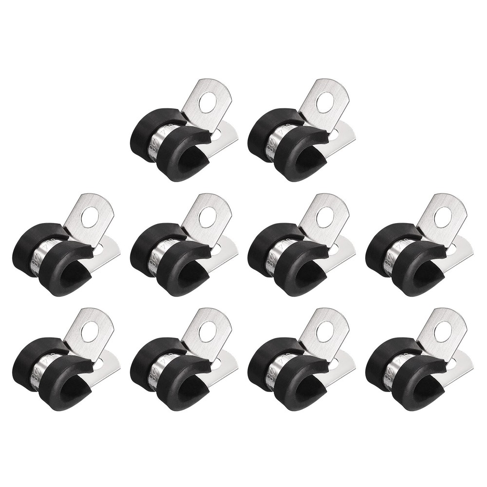 20Pcs 5/16&Prime; Cable Clamp R Shape Stainless Steel Rubber Cushioned Pipe Strap