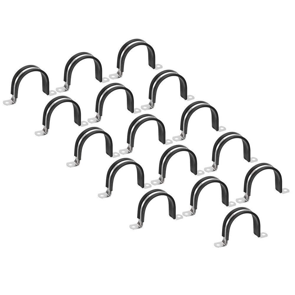 16Pcs 1-7/8&Prime; Cable Clamp U Shape Stainless Steel Rubber Cushioned Pipe Strap