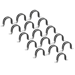 16Pcs 1-7/8&Prime; Cable Clamp U Shape Stainless Steel Rubber Cushioned Pipe Strap