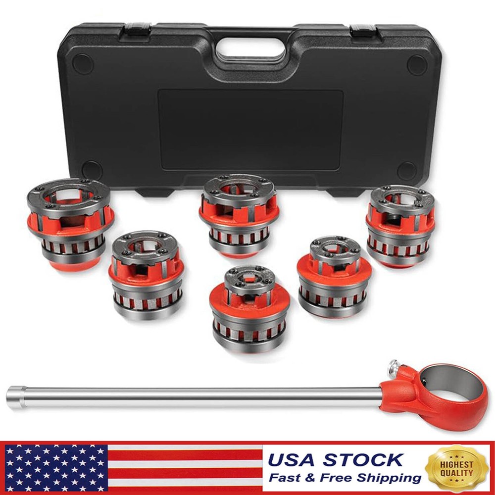 36475 12-R 1/2&Prime; &ndash; 2&Prime; NPT Manual Exposed Ratchet Pipe Threader Heavy-Duty 6 Dies